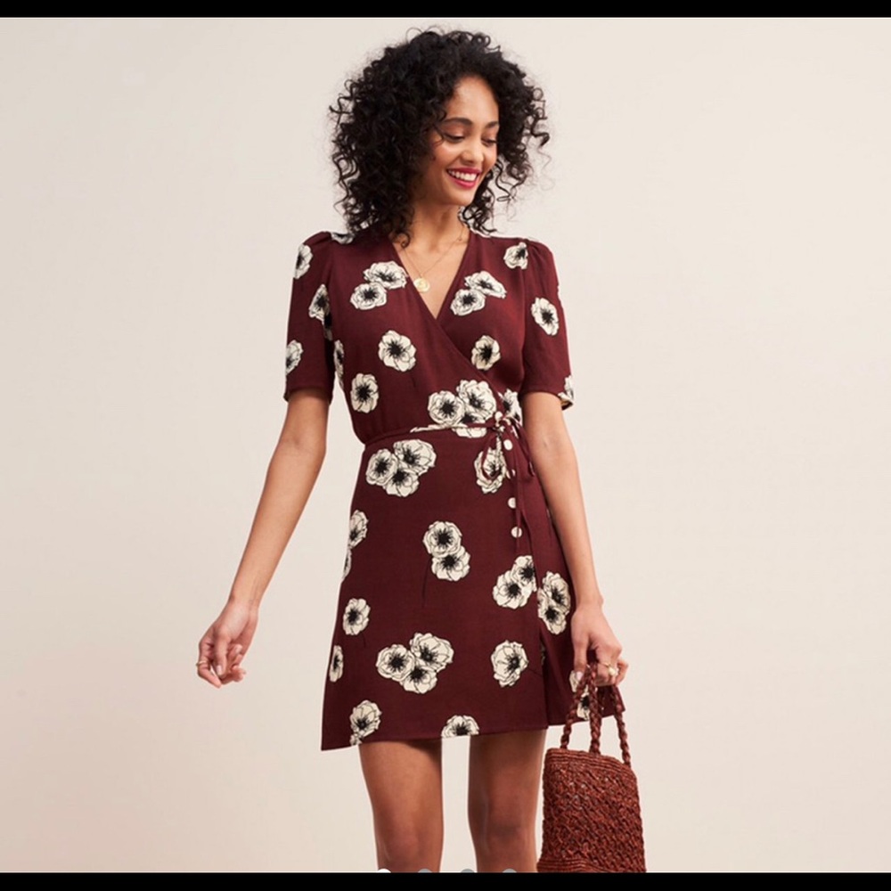 Rouje Gabinette, maroon floral, French size 40